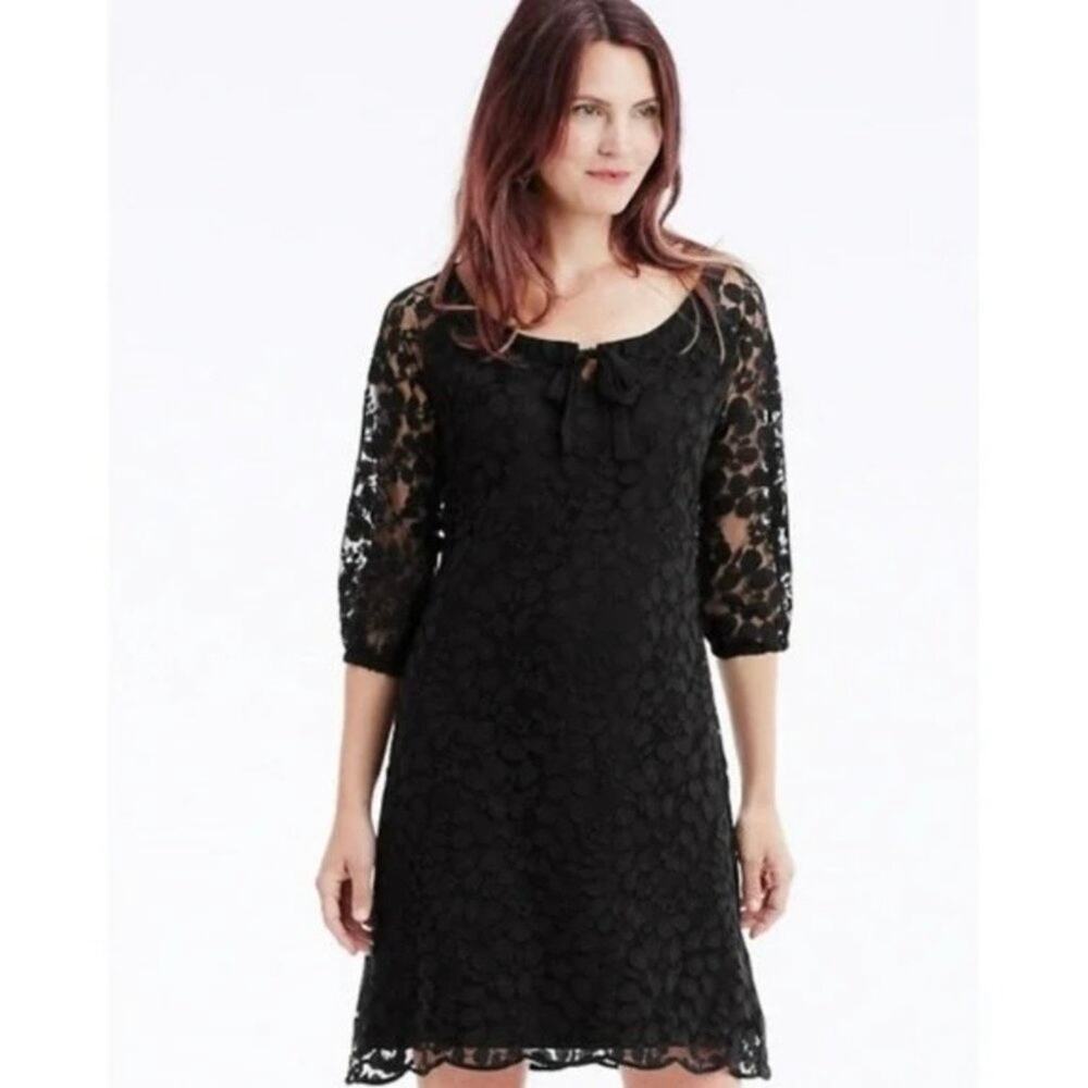 Garnet Hill Black Boheme Easy Lace Dress Size 6